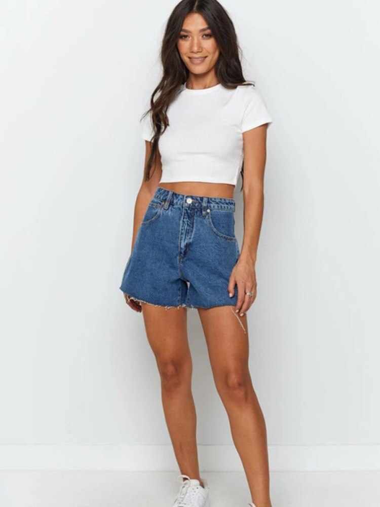 O Neck Knit White Crop Top