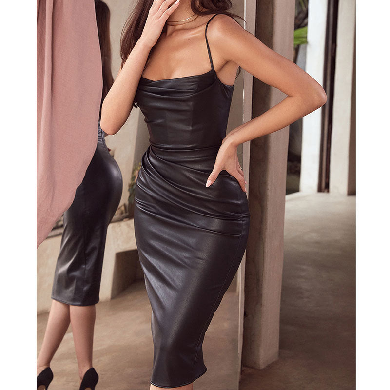 PU Leather Slip Dress