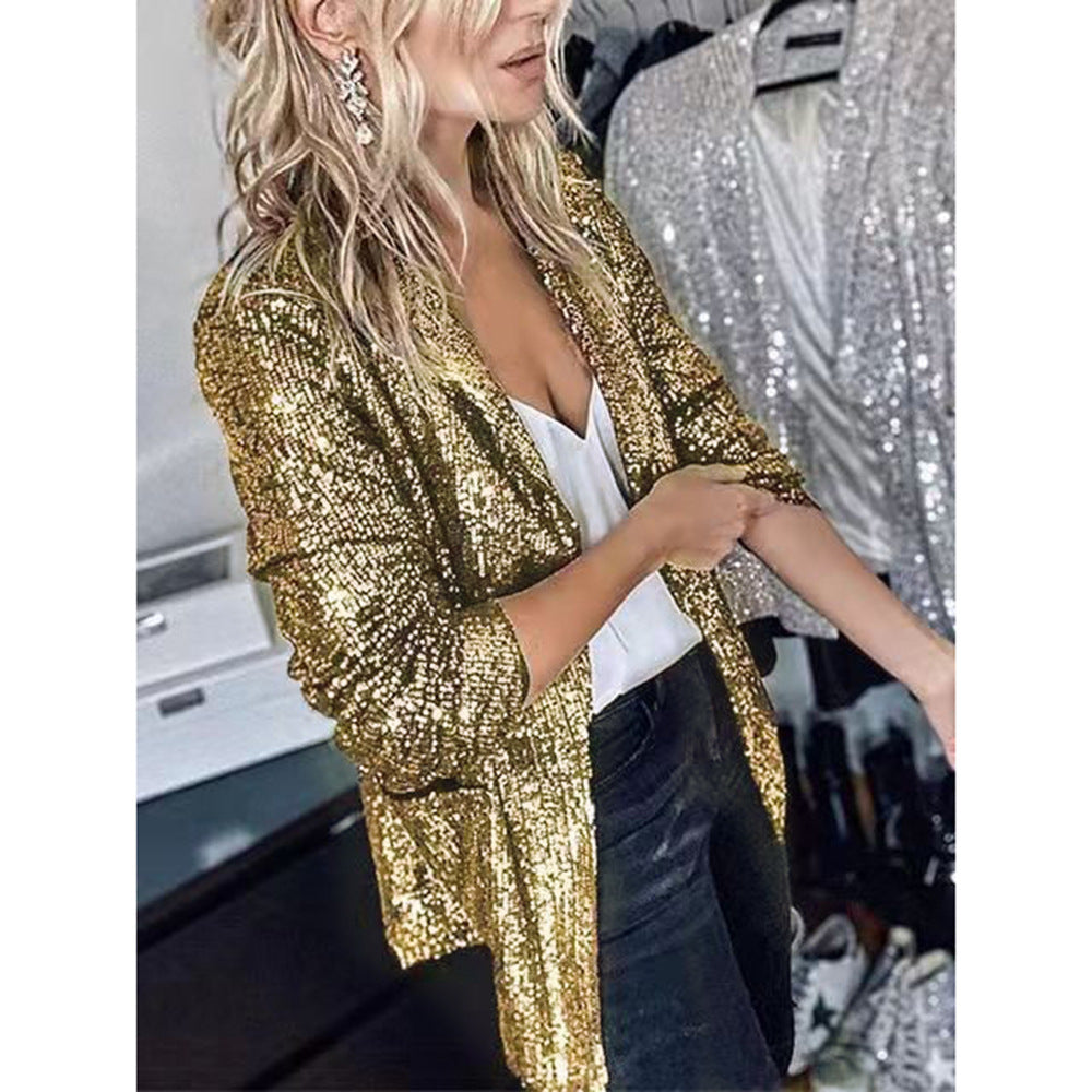 Temperament Sequins Long Sleeve Blazer
