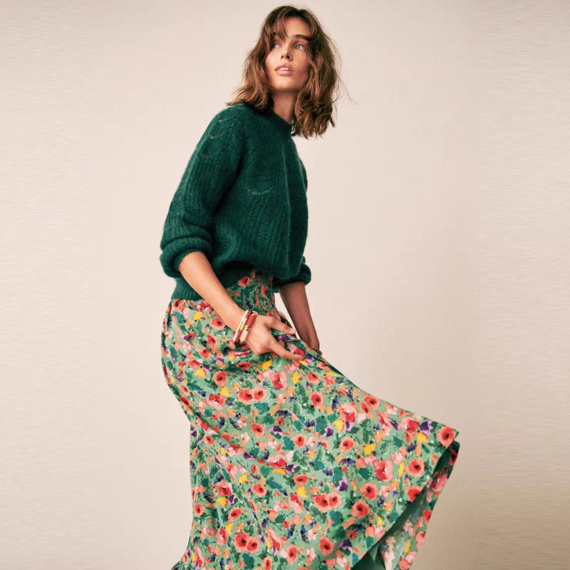 Lila Side Slit Floral Midi Skirts