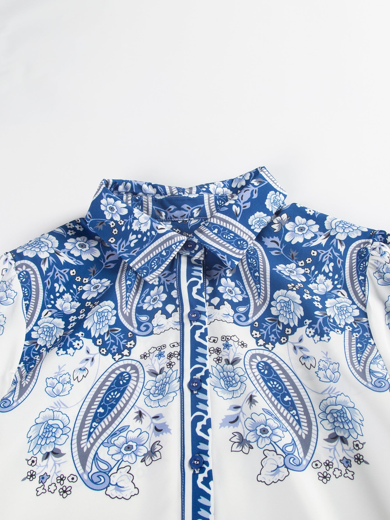 Coline Vintage Print Puff Sleeve Victorian Blouse