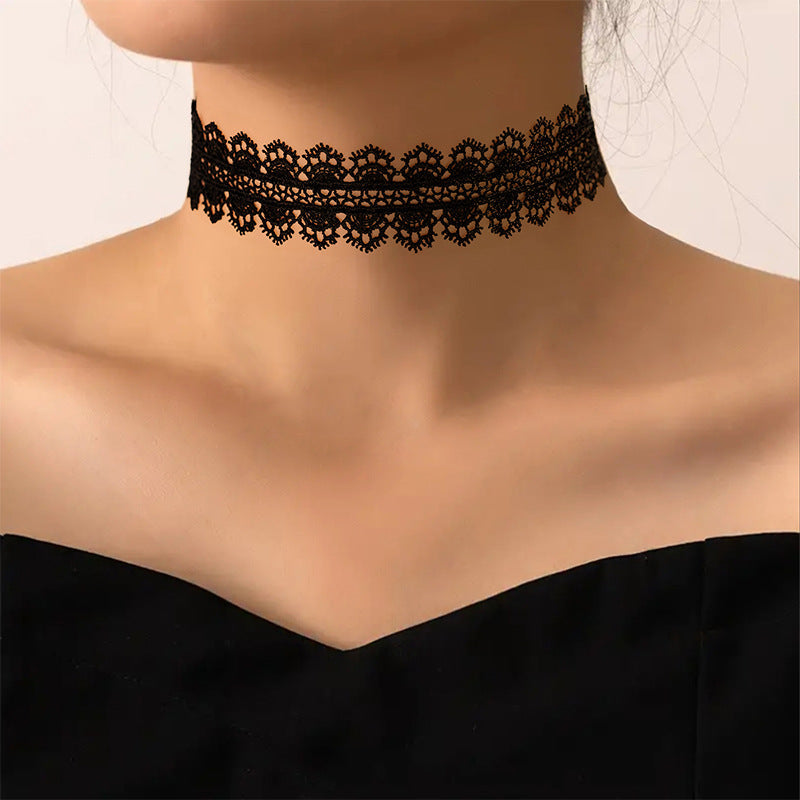 Gothic Choker Black Lace Punk Necklace