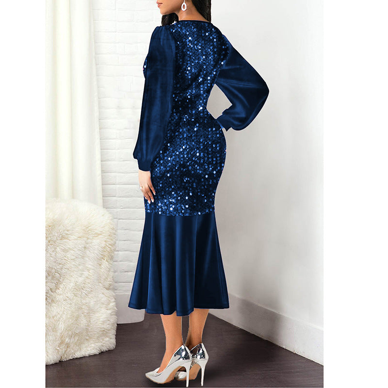 Sequin High Waist Fishtail Dress