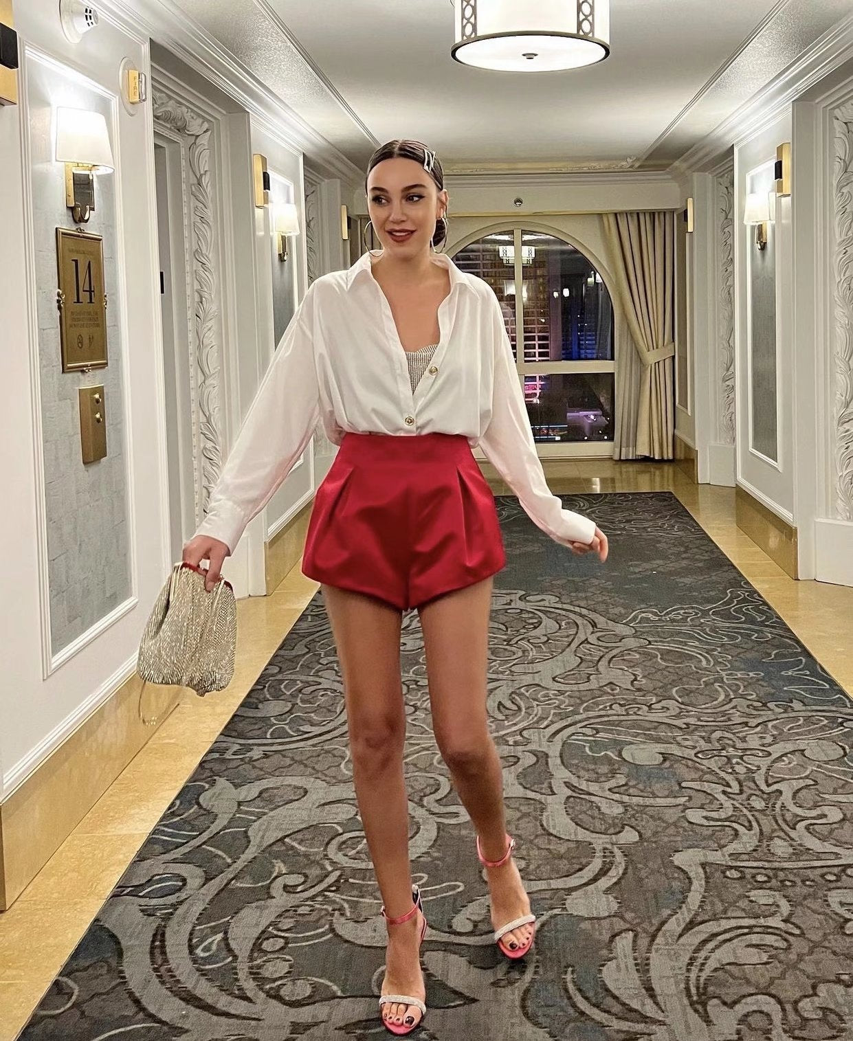 Hight Waist Hot-Shorts Elegant Loose Flare Mini Shorts Wide Leg Solid Color Shorts