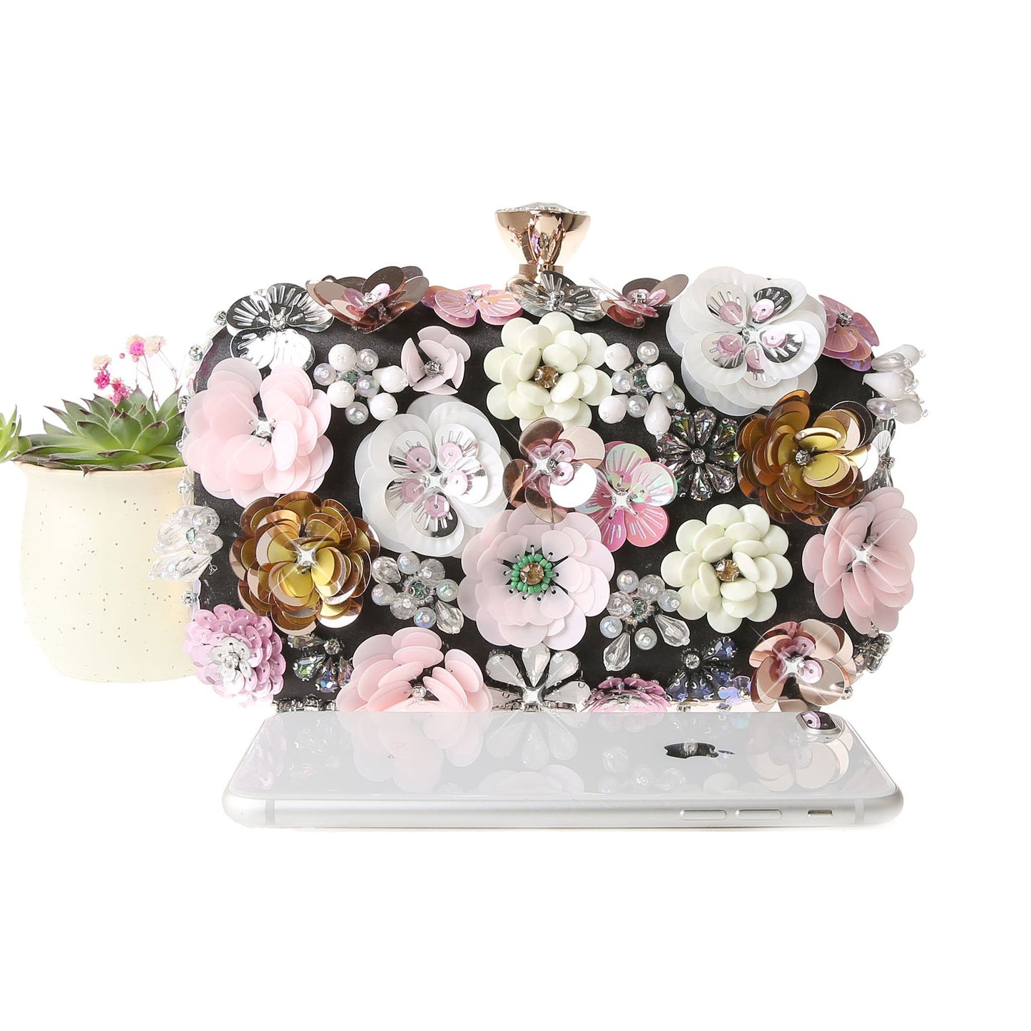 Zenaida Handmade Flower Beaded Clutch Bag