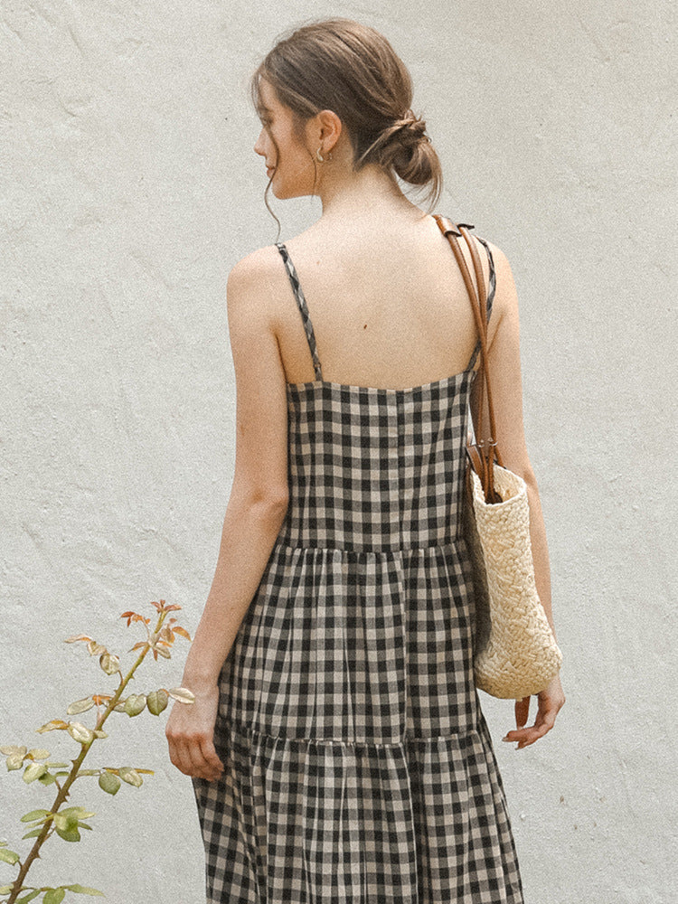 Maxi Dress in Otter Gingham