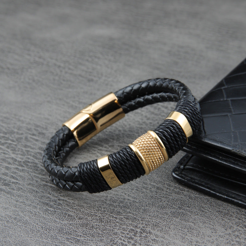 Tri Stripe Leather Bracelet
