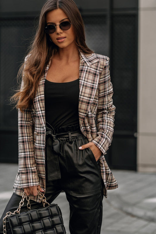 Double Breasted Plaid Blazer