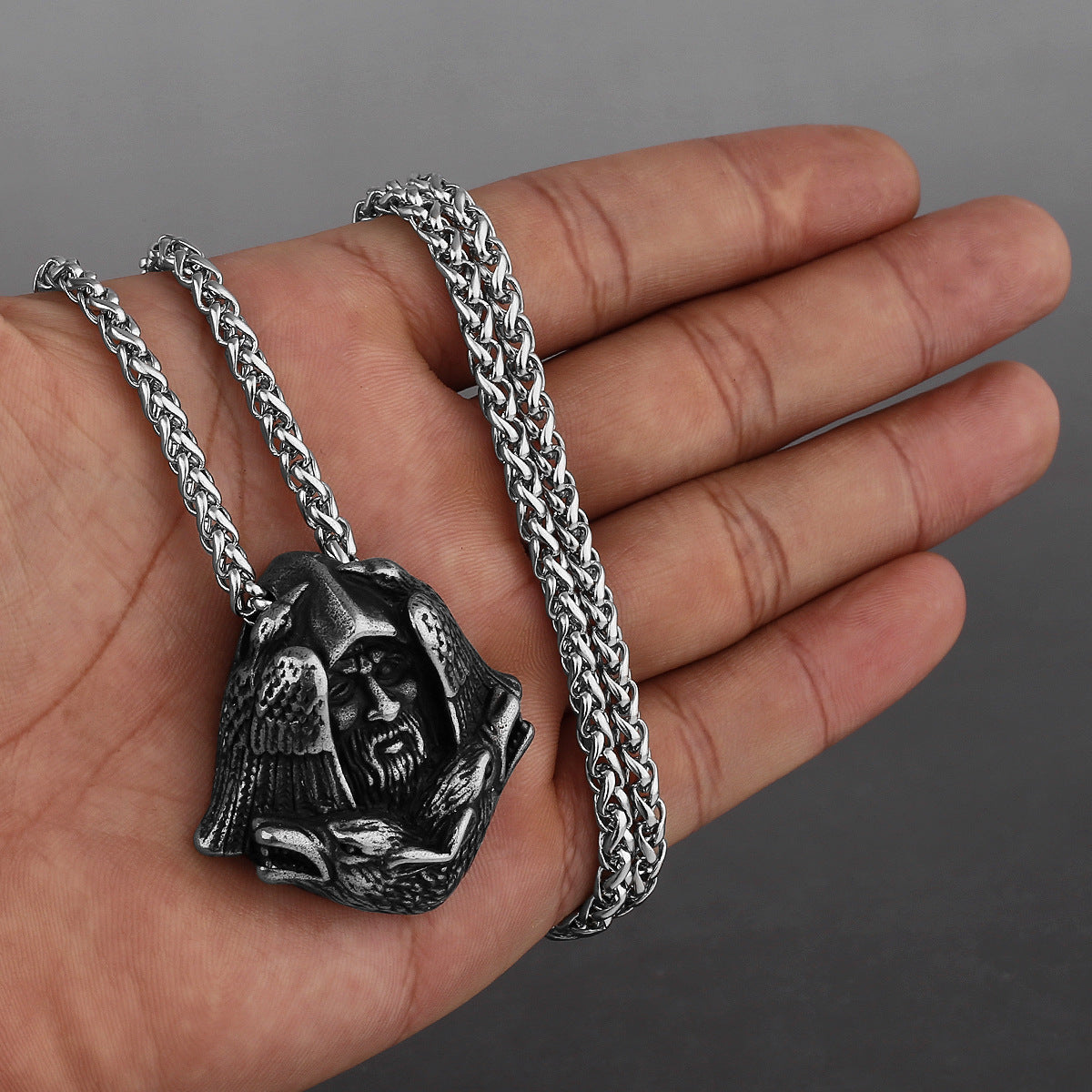 Odin Face Raven Necklace
