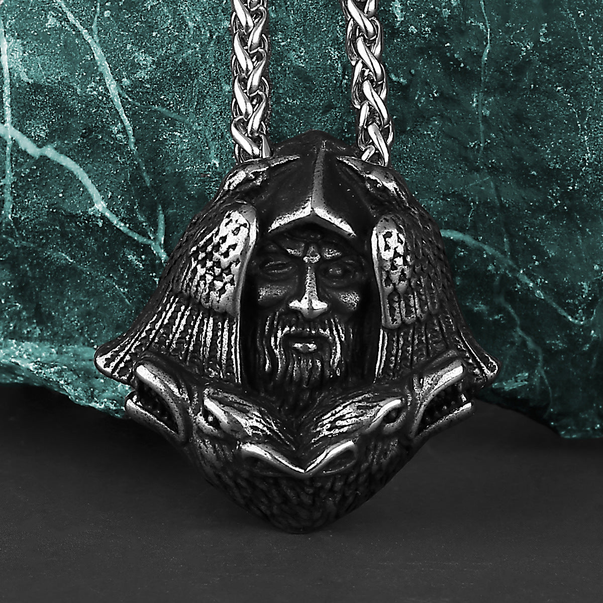 Odin Face Raven Necklace