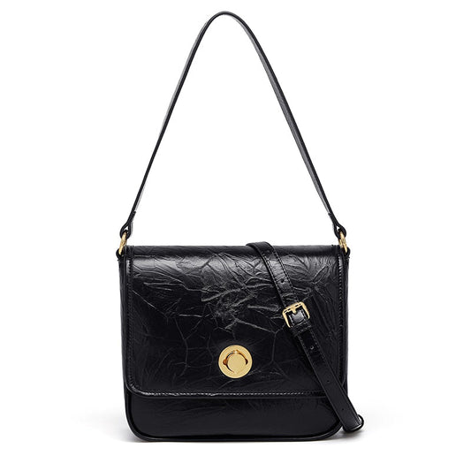 Olena Vintage Textured Leather Flap Bag
