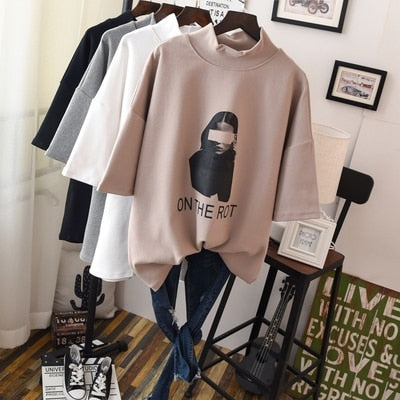 On The Rot Oversize 3/4 Sleeve Sweatshirt Tee - 4 Colors