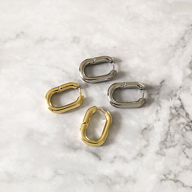 Oval Link Chain Hoop Earrings - 2 Styles