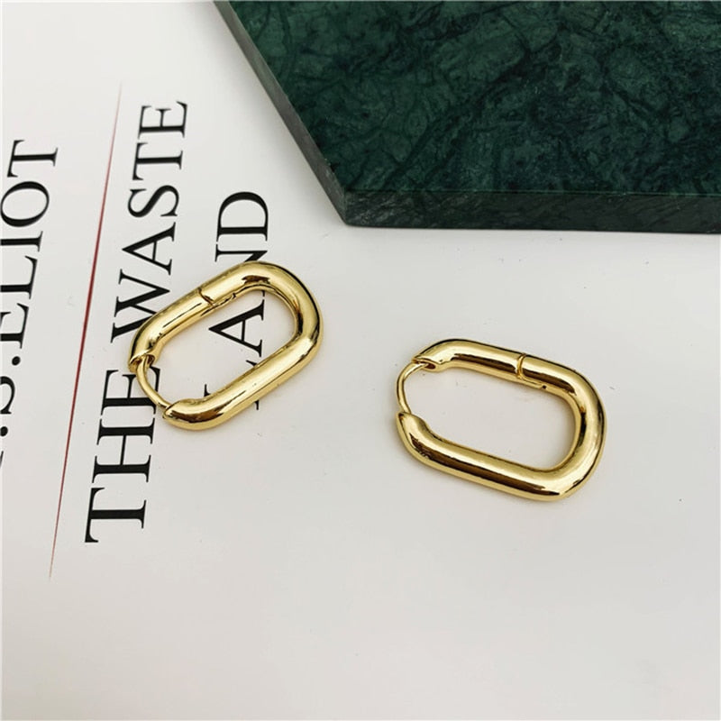 Oval Link Chain Hoop Earrings - 2 Styles