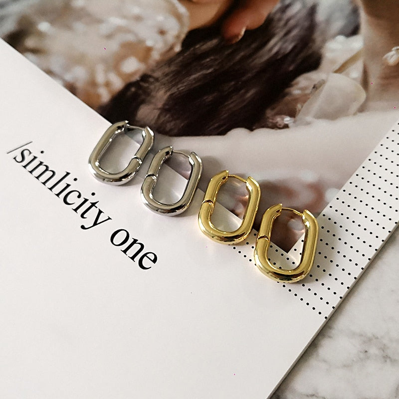 Oval Link Chain Hoop Earrings - 2 Styles