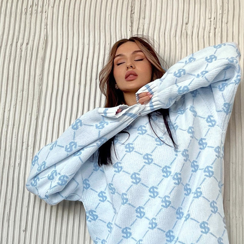 Oversized Monogoram Prints Sweaters - 3 Colors
