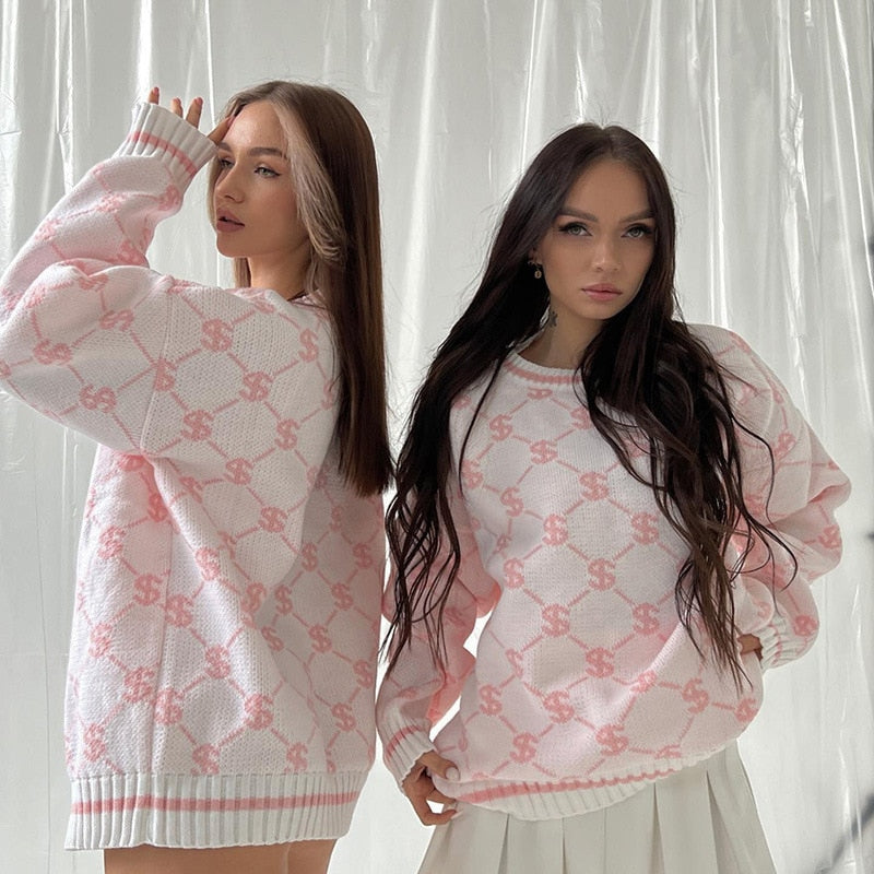 Oversized Monogoram Prints Sweaters - 3 Colors