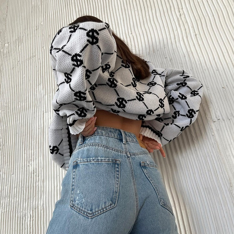 Oversized Monogoram Prints Sweaters - 3 Colors