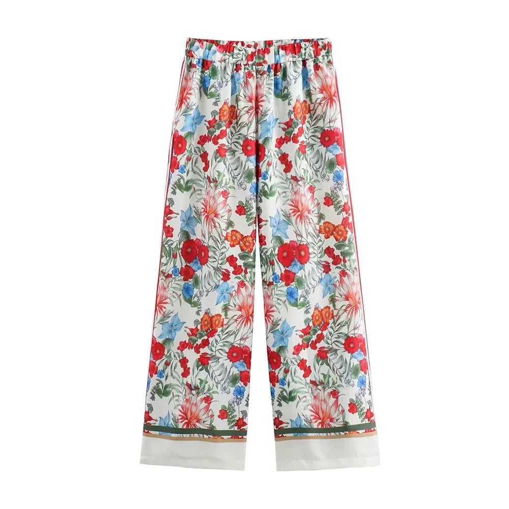 Albertina Retro Floral Tunic Blouse & Pants Set