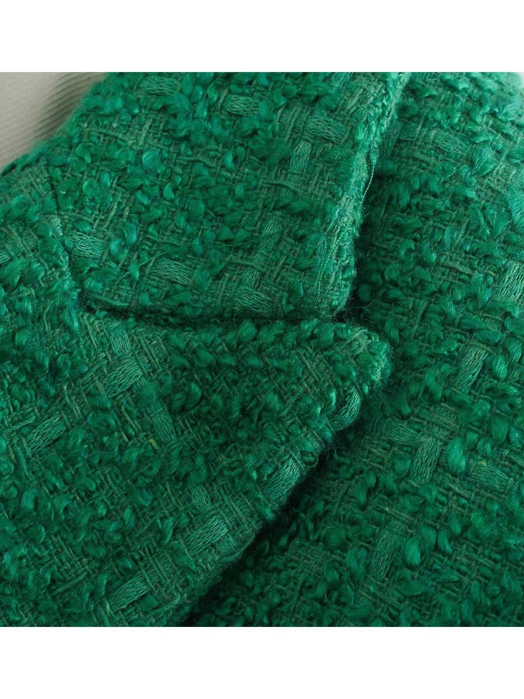 Double Breasted Textures Green Blazer