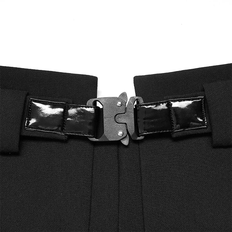 Women's Collect Waist A Line Black Half Personality Casual Mini Functional Buckle Decoration Skirt