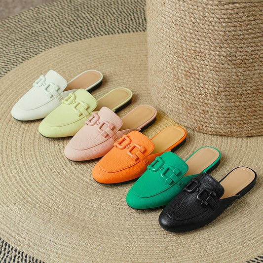 Pastel Horsebit Buckled Mule Slippers - 6 Colors