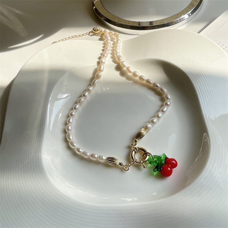 Pearl and Cherry Necklace