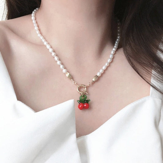 Pearl and Cherry Necklace