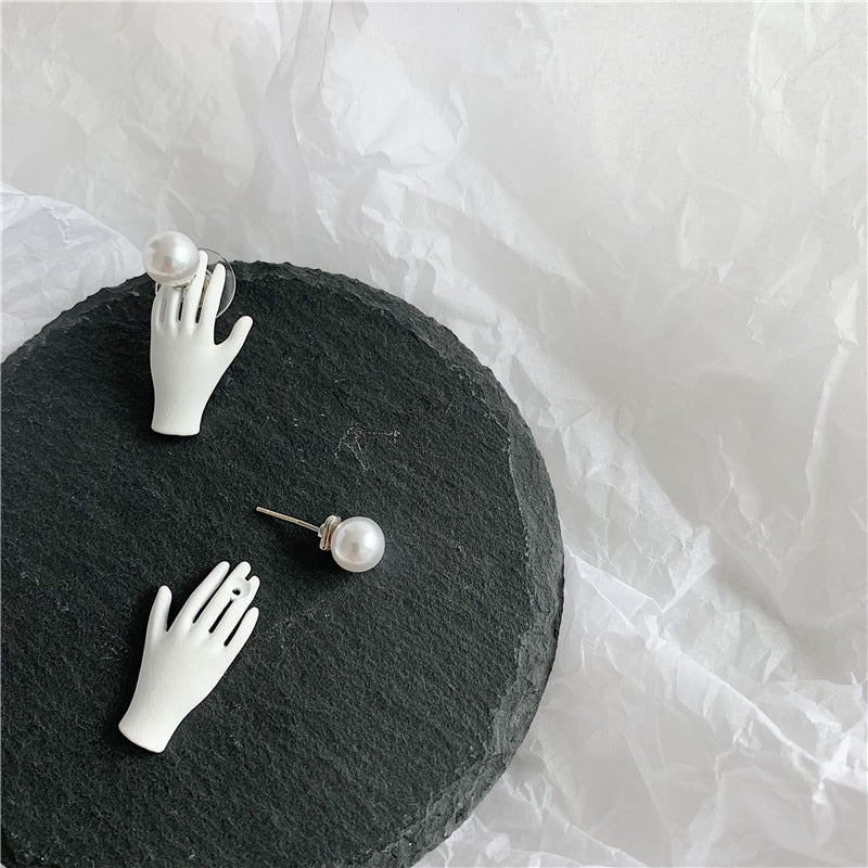 Pearl and Hand Earrings - 3 Colors