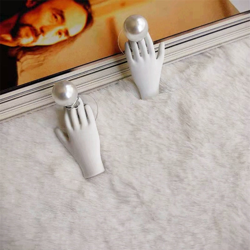 Pearl and Hand Earrings - 3 Colors