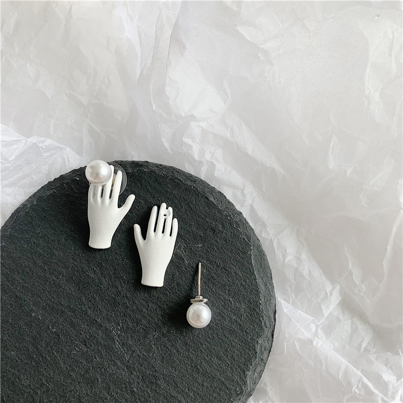 Pearl and Hand Earrings - 3 Colors