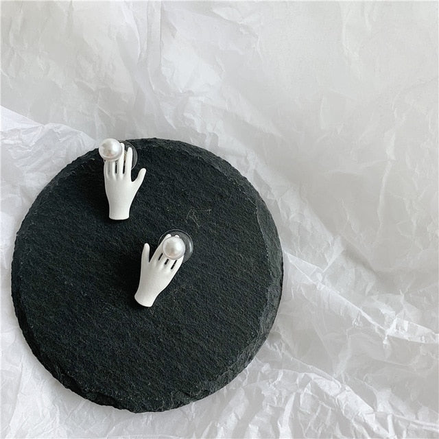 Pearl and Hand Earrings - 3 Colors