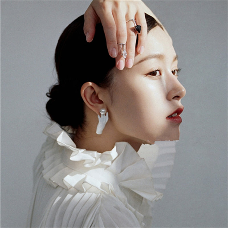 Pearl and Hand Earrings - 3 Colors