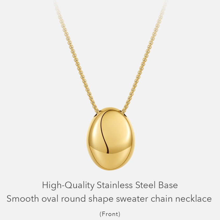 Penelope Pebble Shape Pendant Necklace - Gold or Silver