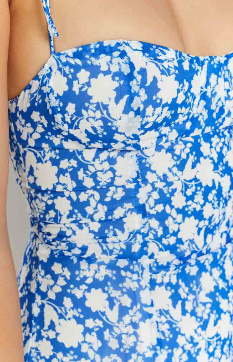 Cameo Blue Floral Print Mini Dress