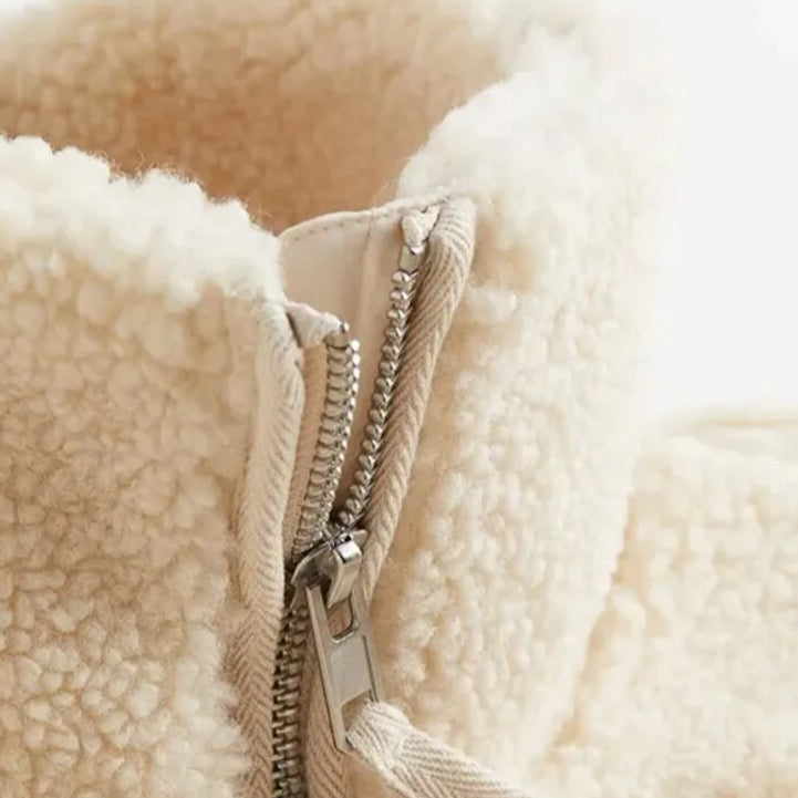 Peppi Faux Teddy Bear Lamb Wool Bomber Jacket