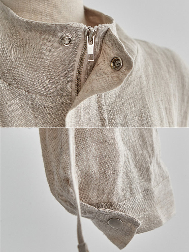 Pera Linen Cotton Summer Bomber Jackets - 3 Colors