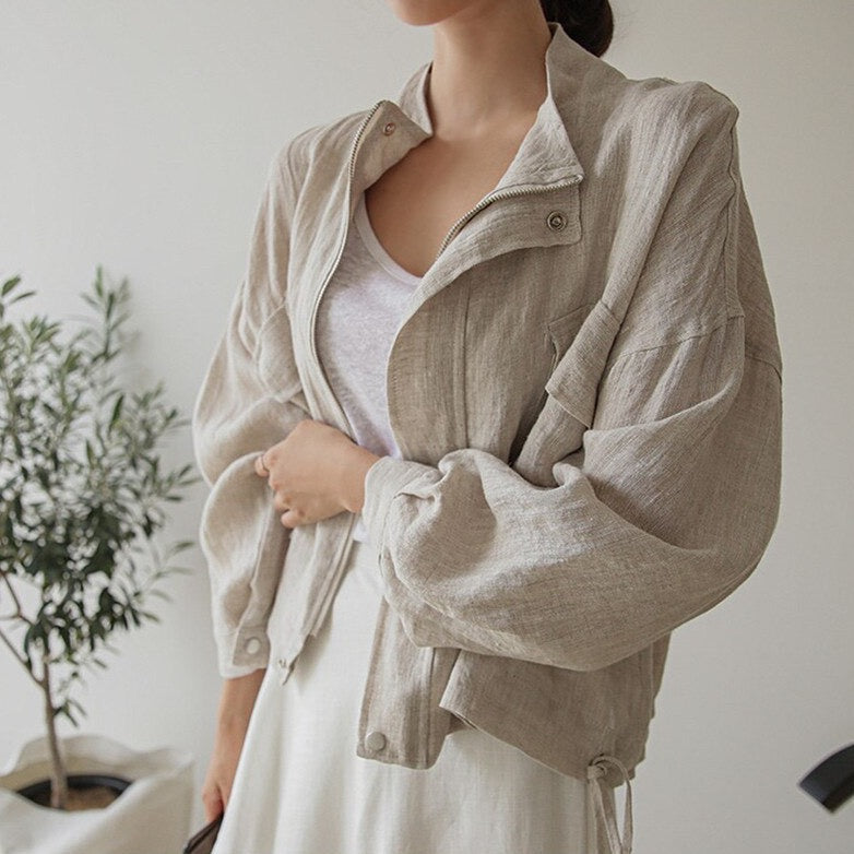 Pera Linen Cotton Summer Bomber Jackets - 3 Colors