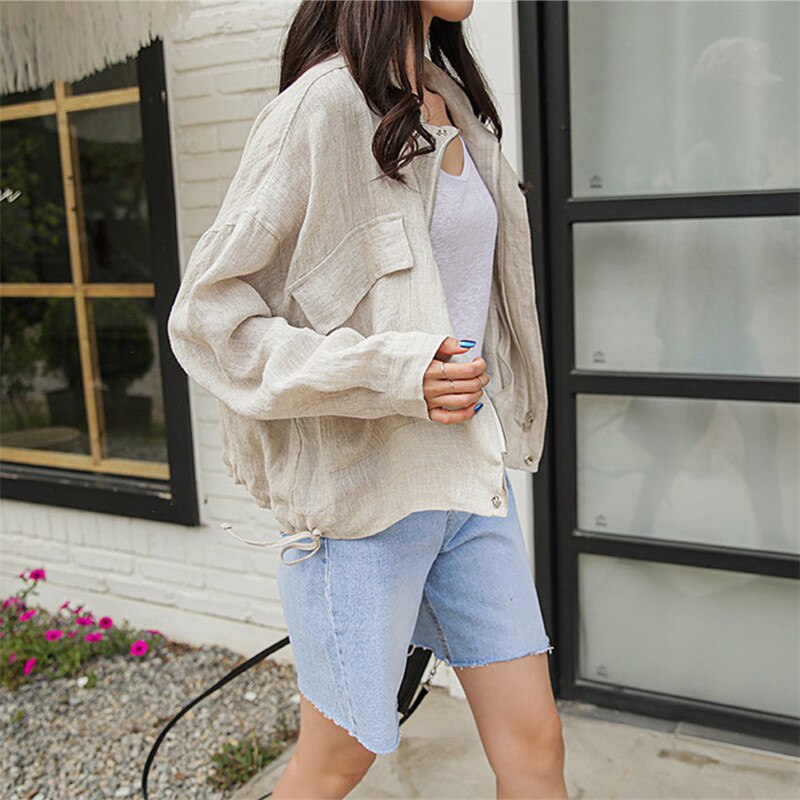 Pera Linen Cotton Summer Bomber Jackets - 3 Colors