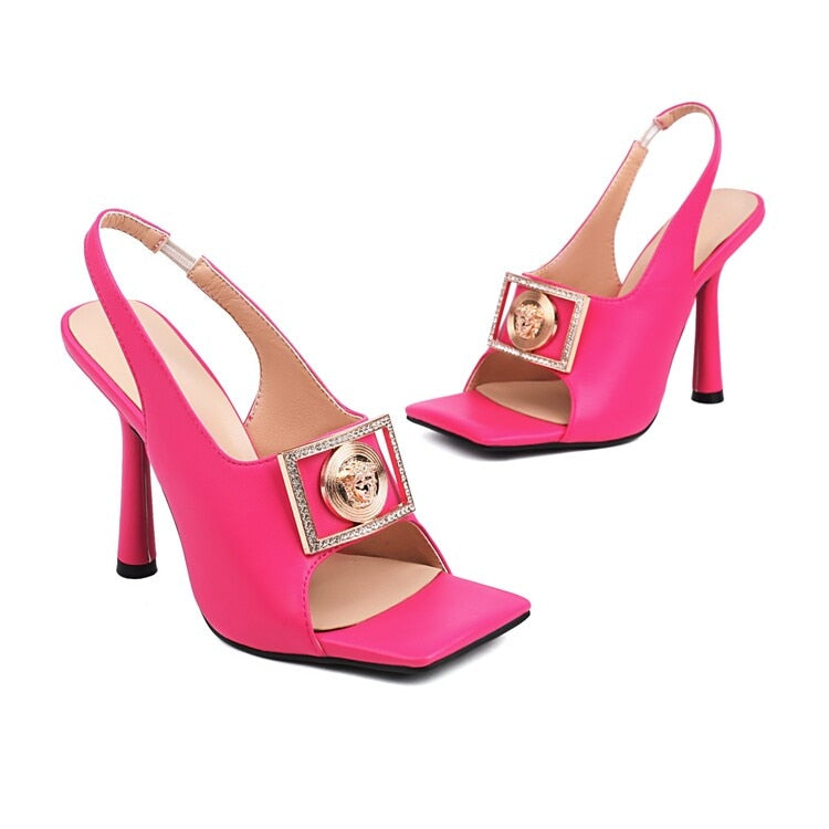 Petra Gold Buckle High Heel Sandals