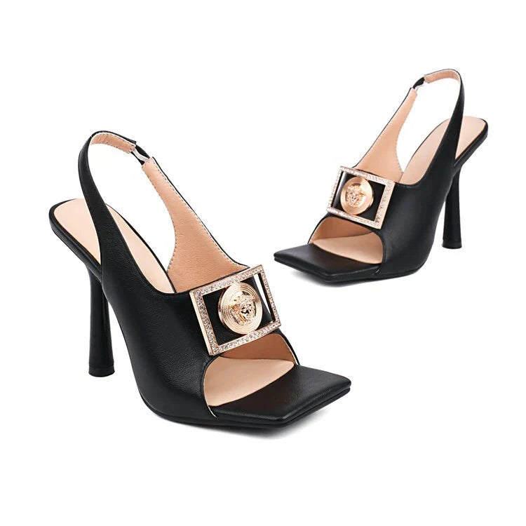 Petra Gold Buckle High Heel Sandals