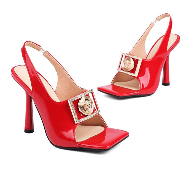 Petra Gold Buckle High Heel Sandals