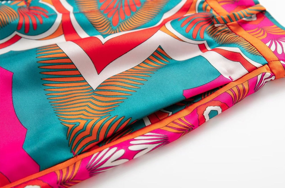 Pink Abstract Prints Robe Blazer / Wide Leg Pants