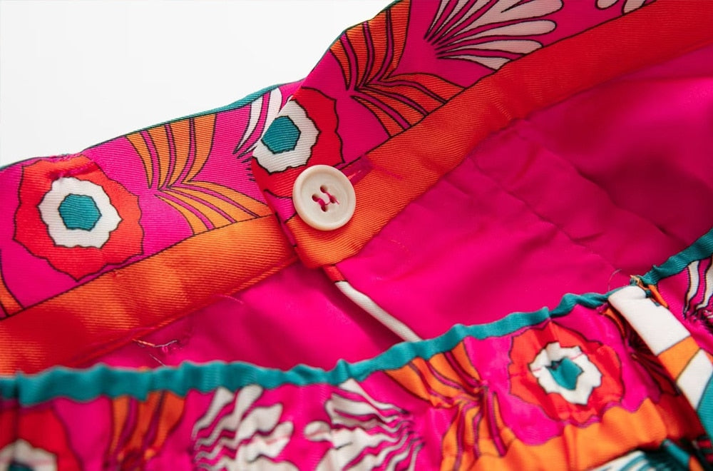 Pink Abstract Prints Robe Blazer / Wide Leg Pants