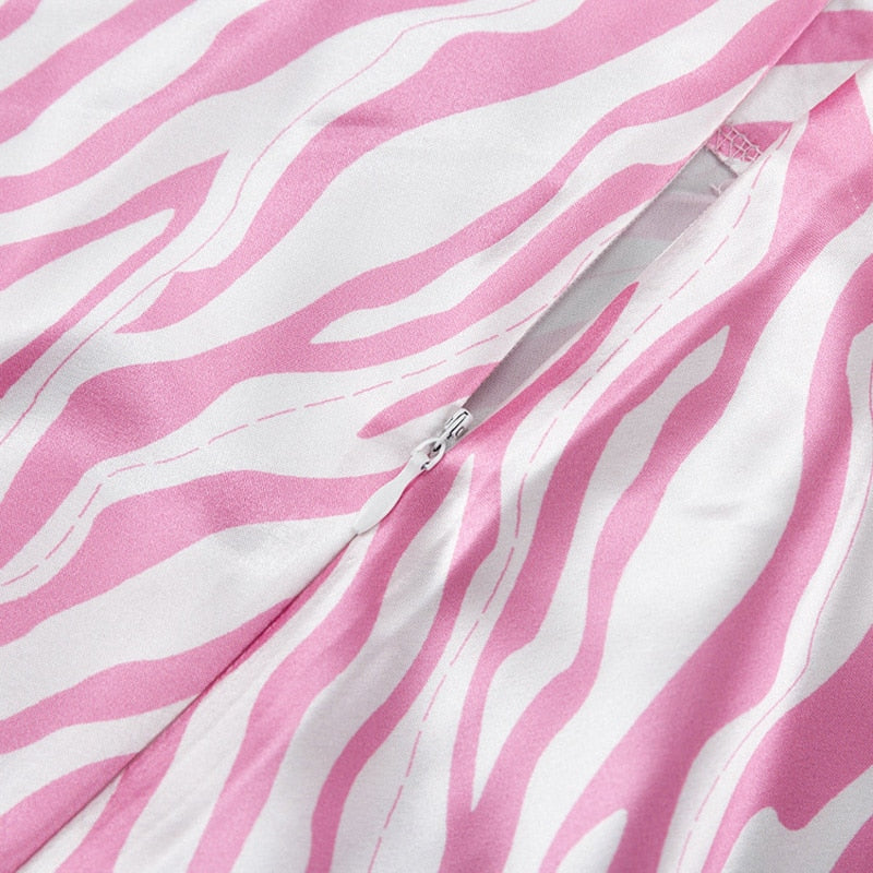 Pink Zebra Midi Mermaid Satin Skirts