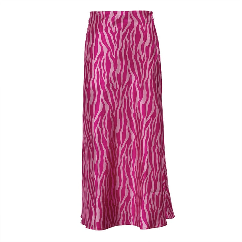 Pink Zebra Midi Mermaid Satin Skirts