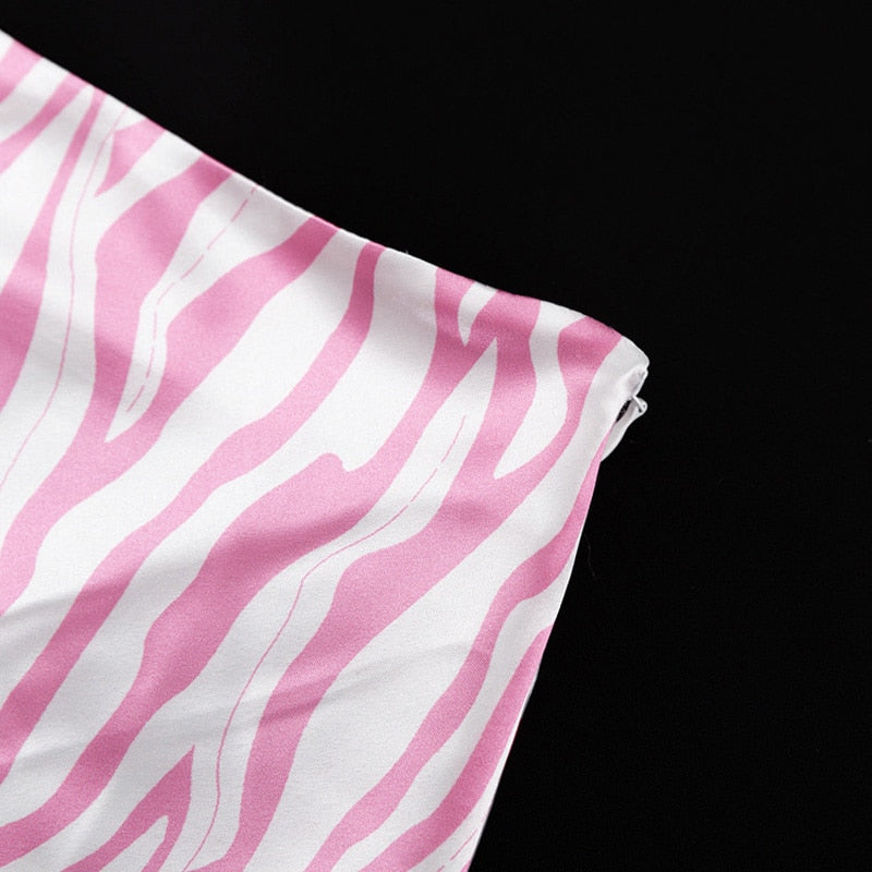 Pink Zebra Midi Mermaid Satin Skirts