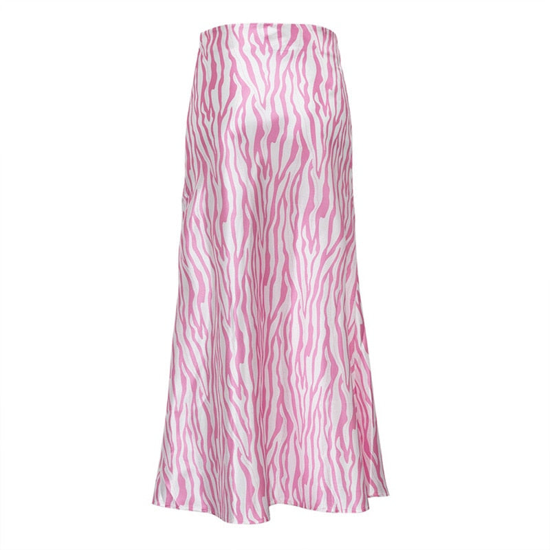 Pink Zebra Midi Mermaid Satin Skirts