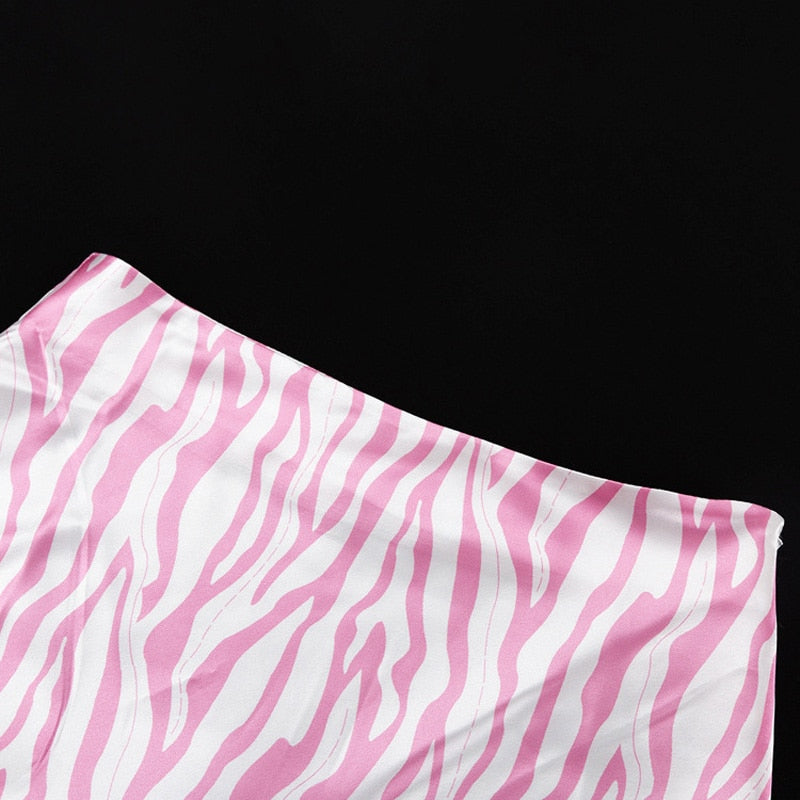 Pink Zebra Midi Mermaid Satin Skirts