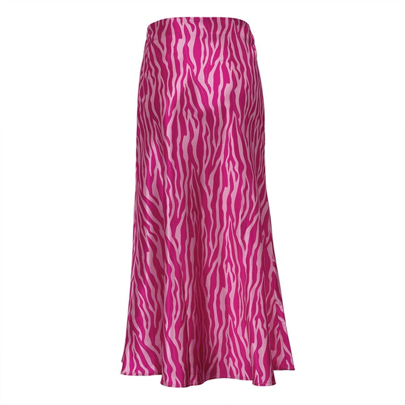 Pink Zebra Midi Mermaid Satin Skirts